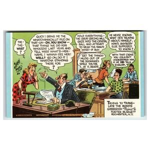 Mutoscope 1945 Trying to Translate Boss's Gibberish Comic Card